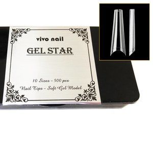 VIVO 500pcs Square Medium Full Cover Clear Gel Artificial False Fake Nails Tips